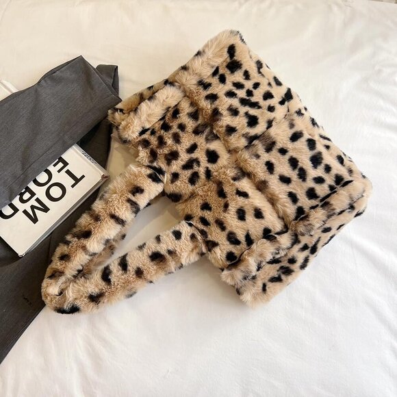 Faux Fur Purse Women Fuzzy Shoulder Handbag Large Capacity Cold Season - Picture 3 of 7